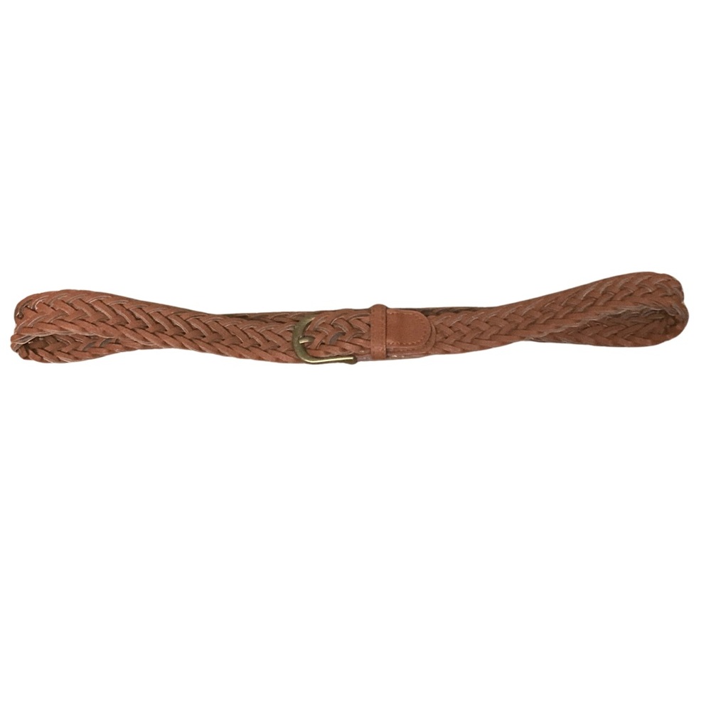 Braided Cognac Buckle Belt S/M